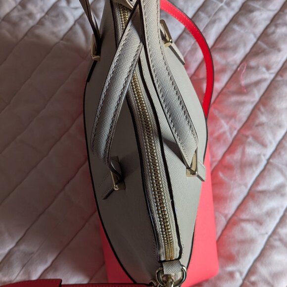 Kate Spade Cedar Street Maise Colorblock Satchel Crossbody Beige & Coral Pink - Picture 5 of 7